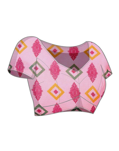 Pink Chiffon Printed Saree