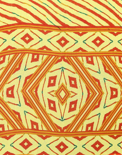 Yellow Chiffon Printed Saree