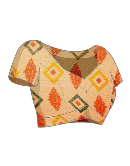 Orange Chiffon Printed Saree