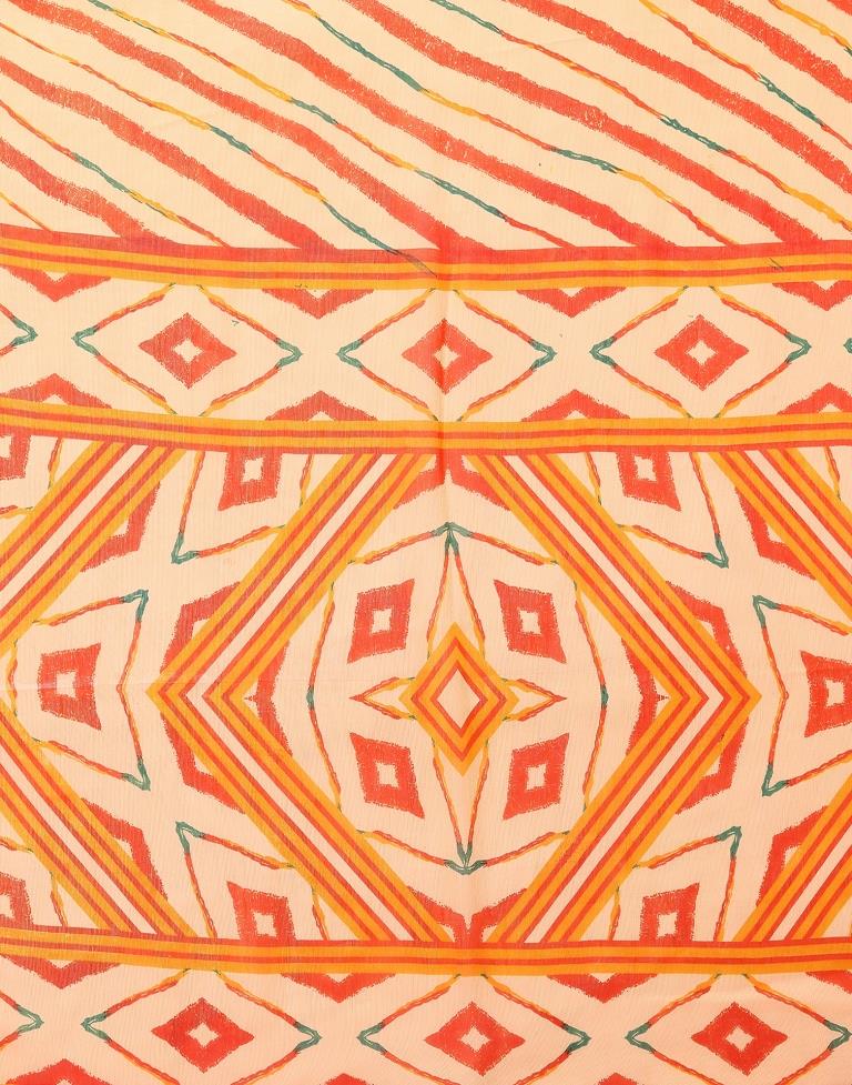 Orange Chiffon Printed Saree
