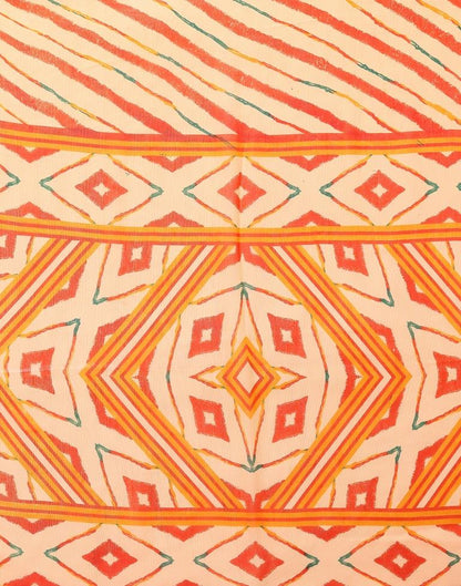 Orange Chiffon Printed Saree