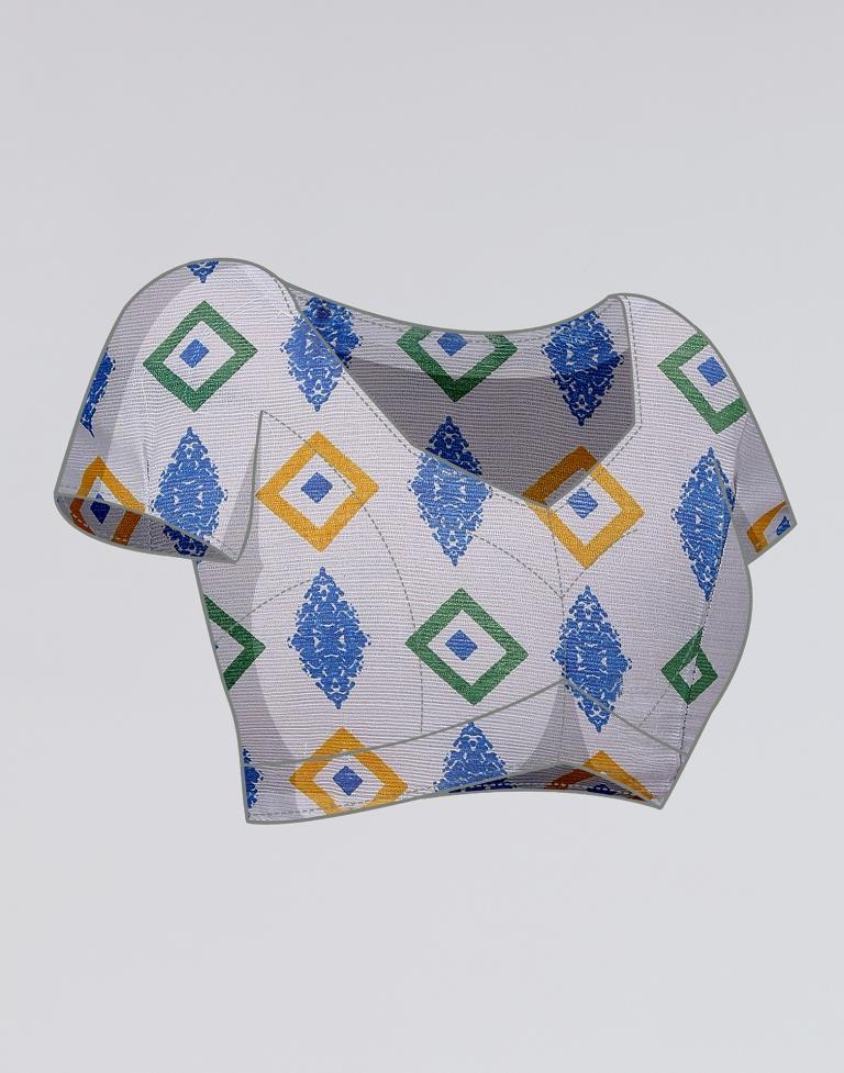 Light Grey Printed Chiffon Saree