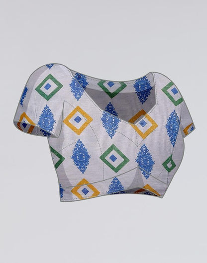 Light Grey Printed Chiffon Saree