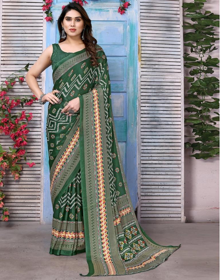 Green Silk Printed Saree