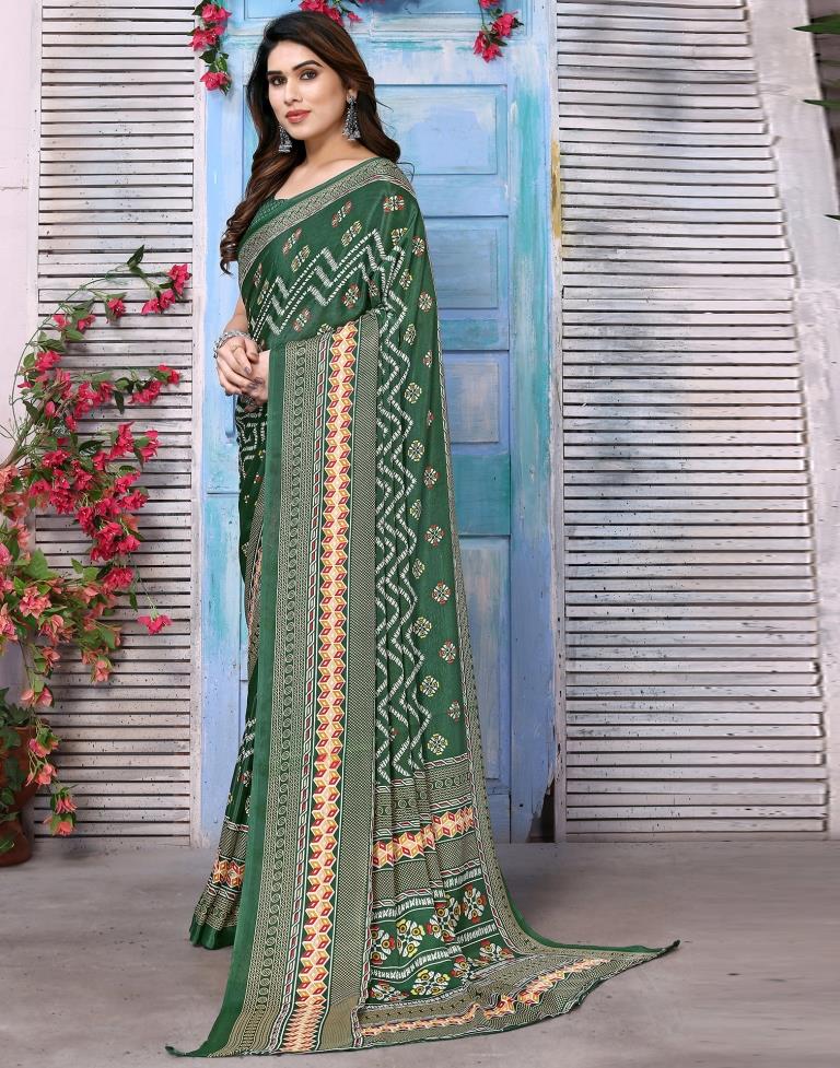 Green Silk Printed Saree
