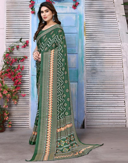 Green Silk Printed Saree