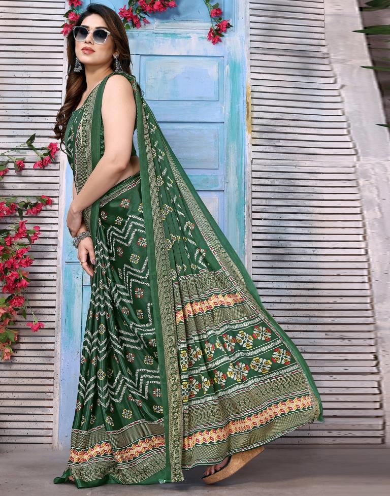 Green Silk Printed Saree