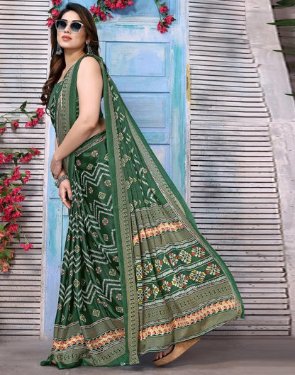 Green Silk Printed Saree