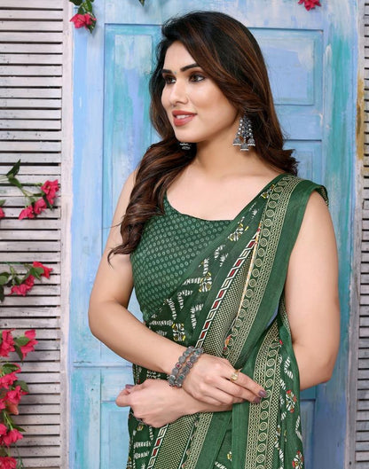 Green Silk Printed Saree