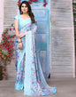 Light Blue Silk Floral Printed Saree