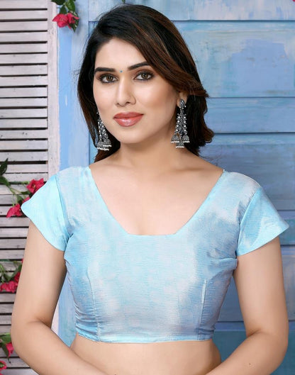 Light Blue Silk Floral Printed Saree