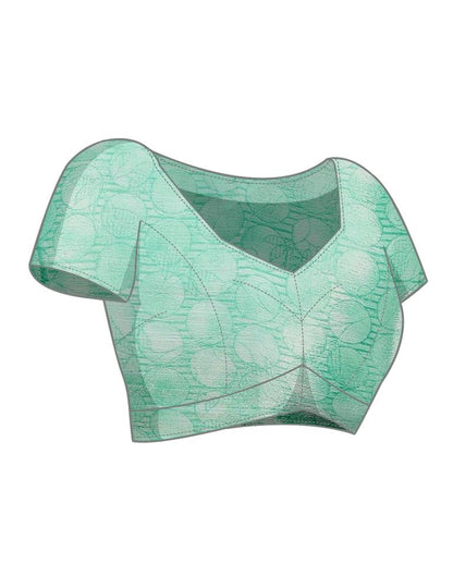 Light Green Silk Floral Printed Saree