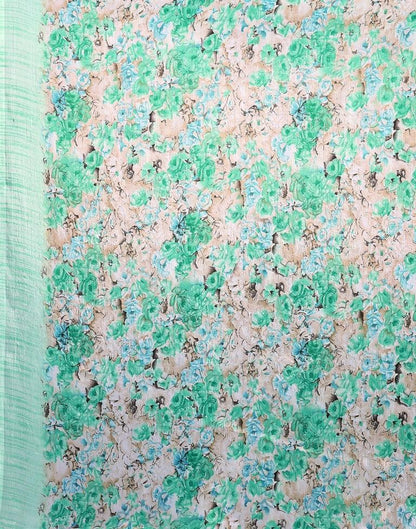 Light Green Silk Floral Printed Saree