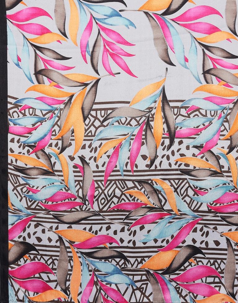 Grey Silk Printed Saree