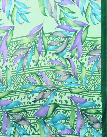 Light Green Silk Printed Saree