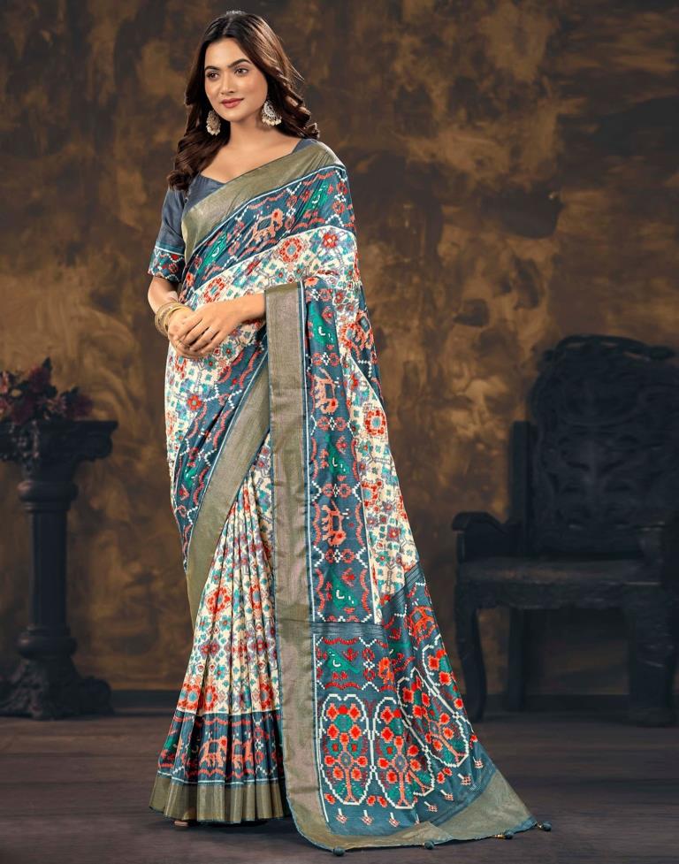 Multicoloured Printed Silk Patola Saree