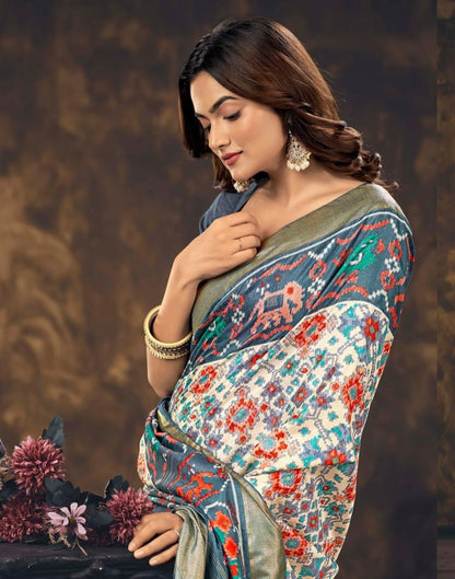 Multicoloured Printed Silk Patola Saree
