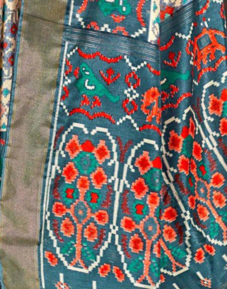 Multicoloured Printed Silk Patola Saree