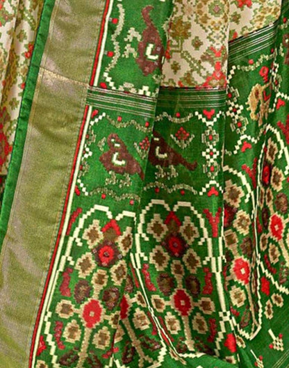 Green Printed Silk Patola Saree