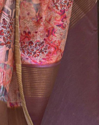 Light Pink Printed Silk Saree