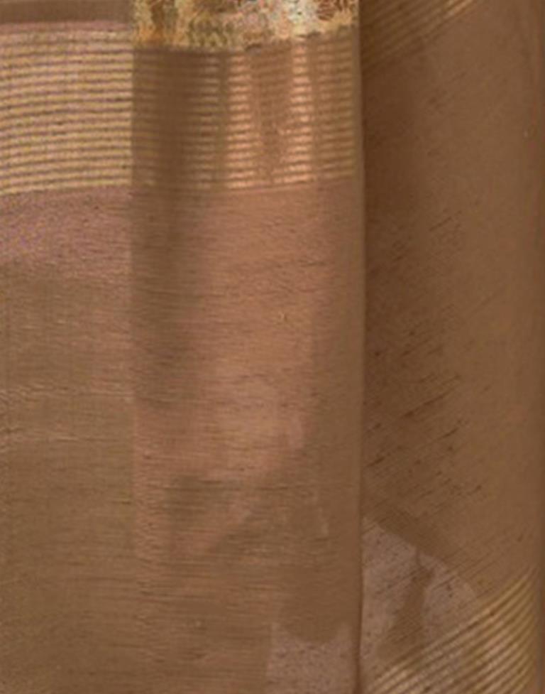 Brown Printed Silk Saree