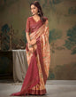 Peach Printed Silk Saree