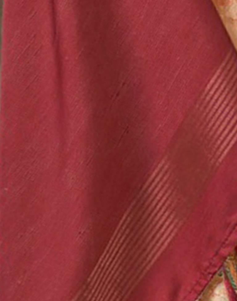 Peach Printed Silk Saree
