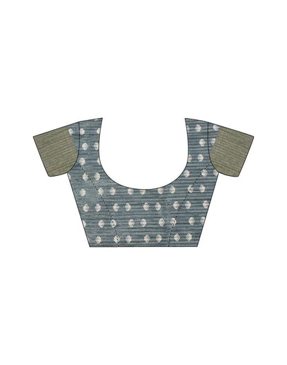 Turquoise Printed Silk Saree