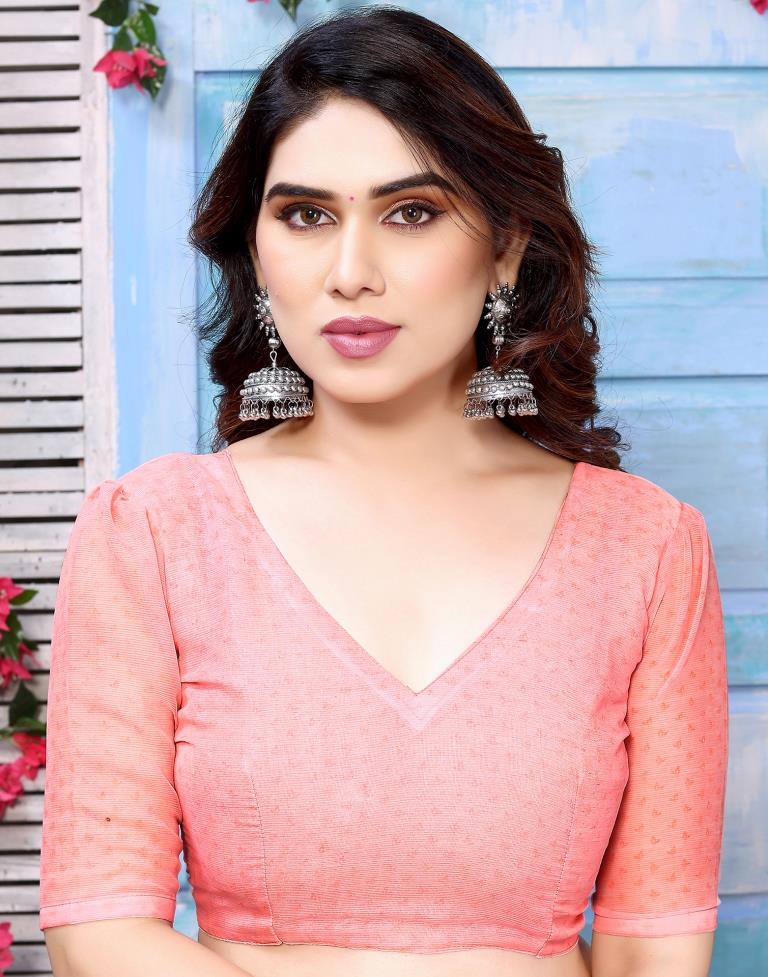 Light Pink Printed Chiffon Saree