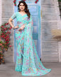 Light Turquoise Chiffon Printed Saree