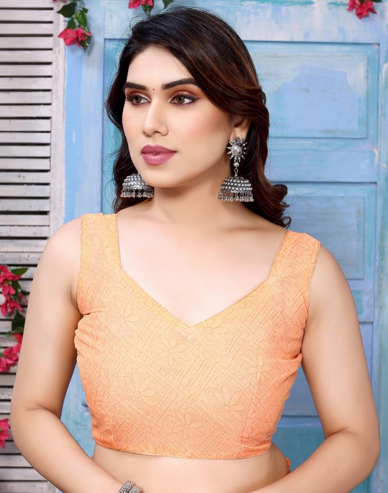 Light Orange Chiffon Printed Saree