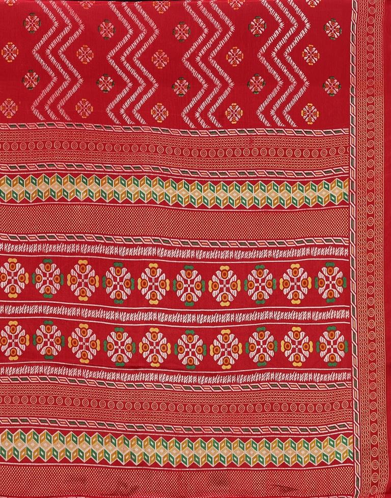 Red Silk Printed Saree