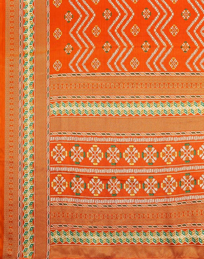 Orange Silk Printed Saree