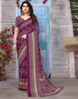 Wine Silk Printed Saree