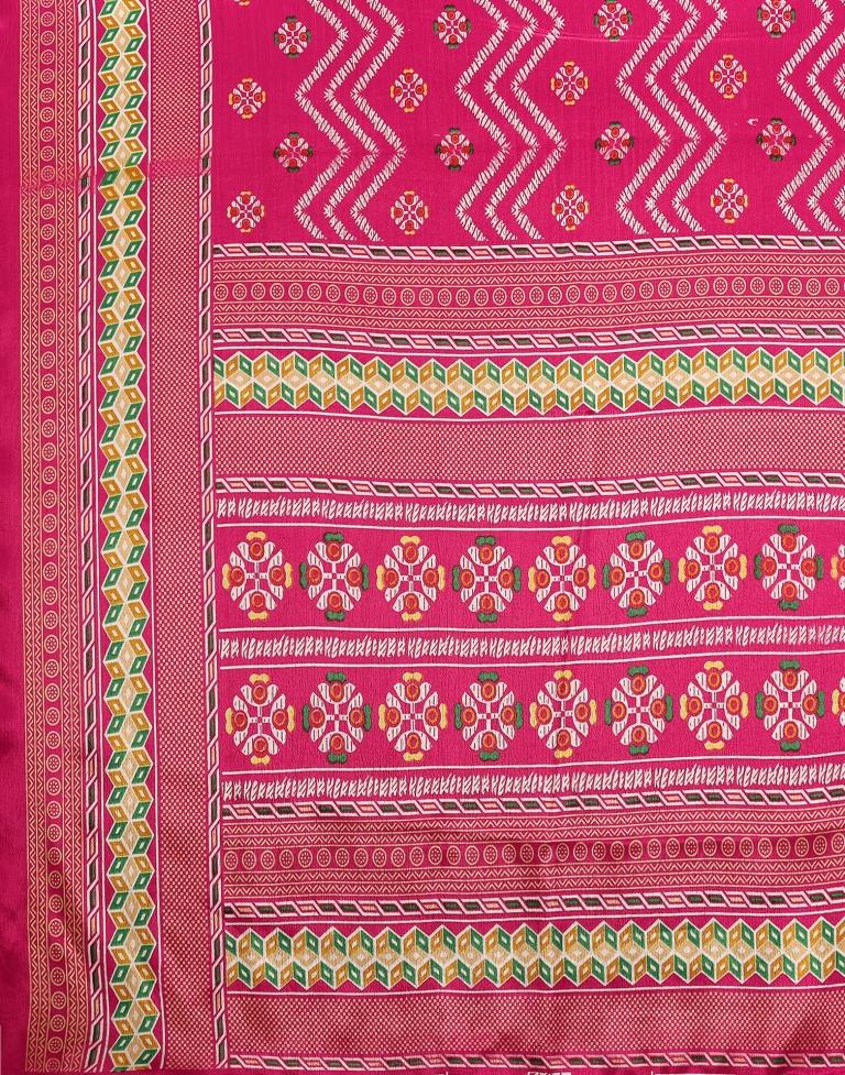 Rani Pink Silk Printed Saree
