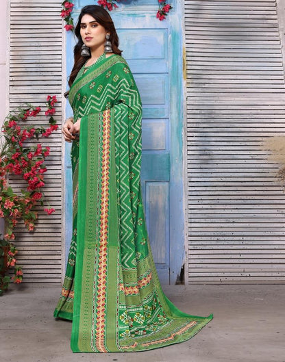 Green Silk Printed Saree