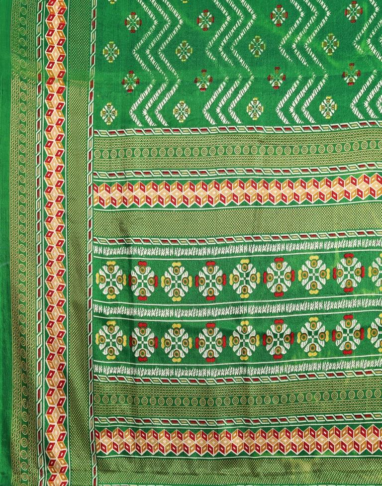Green Silk Printed Saree