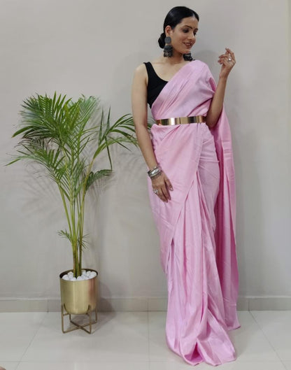 Ready to Wear Light Pink Silk Self Woven Saree