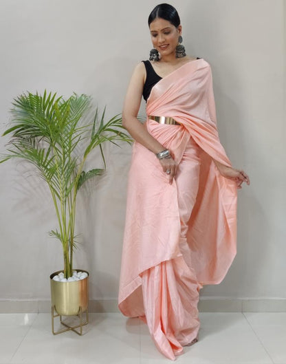 Ready to Wear Peach Silk Self Woven Saree