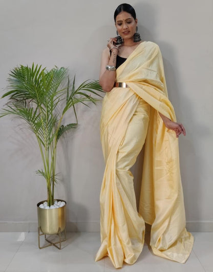 Ready to Wear Cream Silk Self Woven Saree
