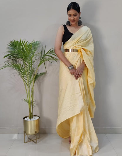 Ready to Wear Cream Silk Self Woven Saree