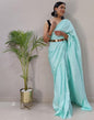 Ready to Wear Turquoise Silk Self Woven Saree