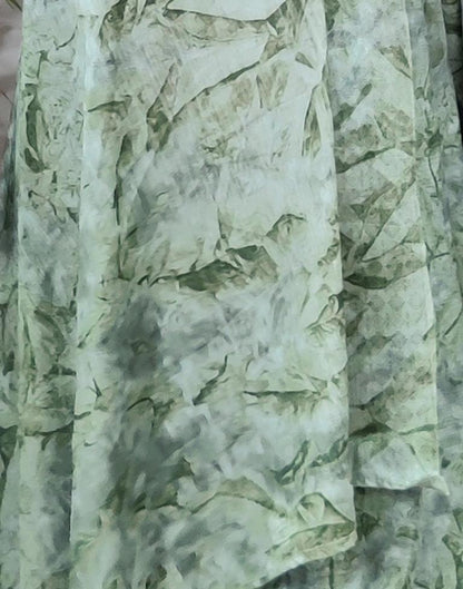 Ready to Wear Light Green Chiffon Printed Saree