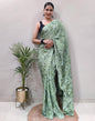 Ready to Wear Light Green Chiffon Printed Saree