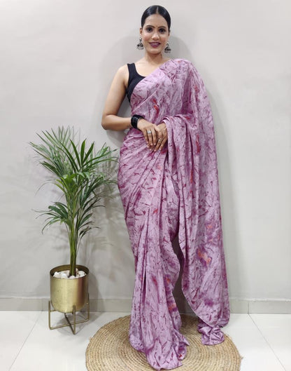Ready to Wear Light Purple Chiffon Printed Saree