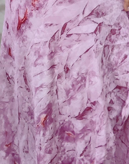 Ready to Wear Light Purple Chiffon Printed Saree