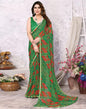 Green Chiffon Bandhani Printed Saree
