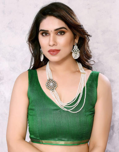 Green Chiffon Bandhani Printed Saree