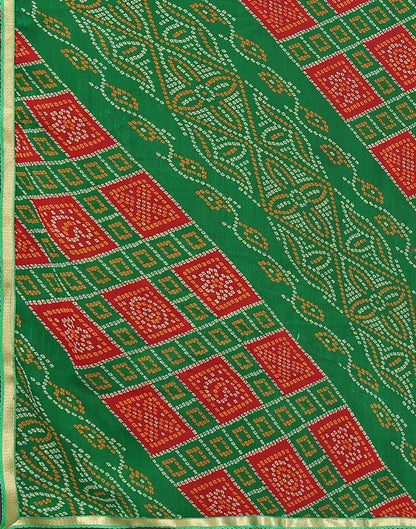 Green Chiffon Bandhani Printed Saree