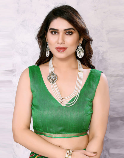 Green Chiffon Leheriya Printed Saree